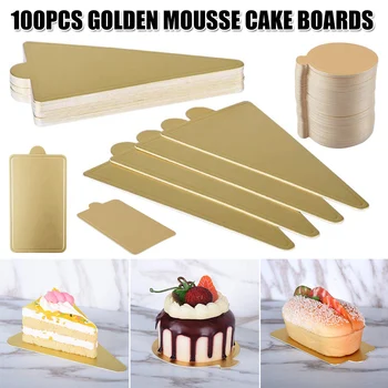

Mini Cardboard Cake Bases 100pcs Golden Mousse Cake Boards Cake Paper Plates Dessert Board Base for Wedding Birthday UD8
