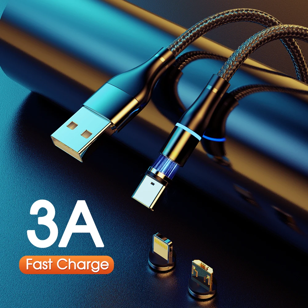 Магнитный кабель YKZ Type C Micro USB 3 в 1 3A зарядный провод шнур для iPhone 12 Huawei Samsung