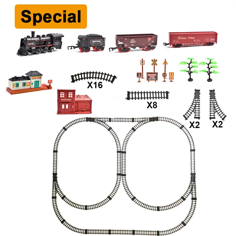 Электрический игрушечный поезд рельсы детская железная дорога железнодорожные пути набор модели железной дороги набор поездов для детей Детские радиоуправляемые поезда игрушки модель - Color: special medium1