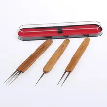 Xtrend 3 шт./лот деревянный крючком косы игла для перьев, пучков нарощенных волос Инструменты парик крючок для заводки нитей с Крючковой иглой Вязание волос вязальные крючки