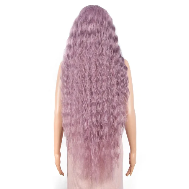 Nature Hair 38Inch Loose Wave Lace Wig Cosplay Ombre Blonde High Temperature Fiber Long Wavy Hair Synthetic Wigs For Black Women QTASHPU