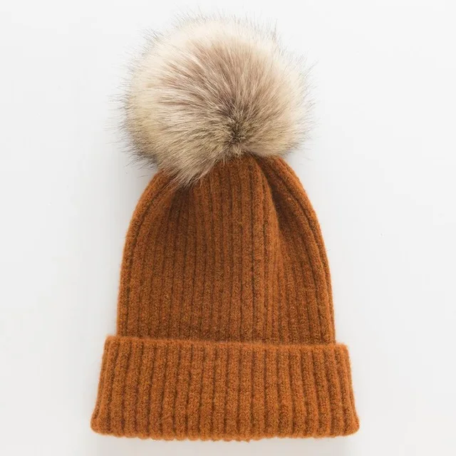 Женская осенне-зимняя шапка в европейском стиле, новинка года, однотонная вязаная шапочка, теплая уличная шапка из кроличьей шерсти с плюшевой подкладкой - Цвет: Z1