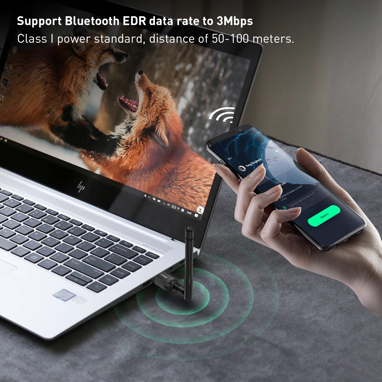 Bluetooth Adapter EDUP B3536 100M Long Range Bluetooth Adapter Dongle Bluetooth 5.1 Wireless Speaker Audio Receiver USB Transmitter For PC