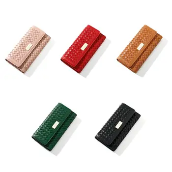 

Woven PU Leather Wallet Purse Large Capacity Clutch Bag Cash Card Phone Photo Storage Holder for Women Girls