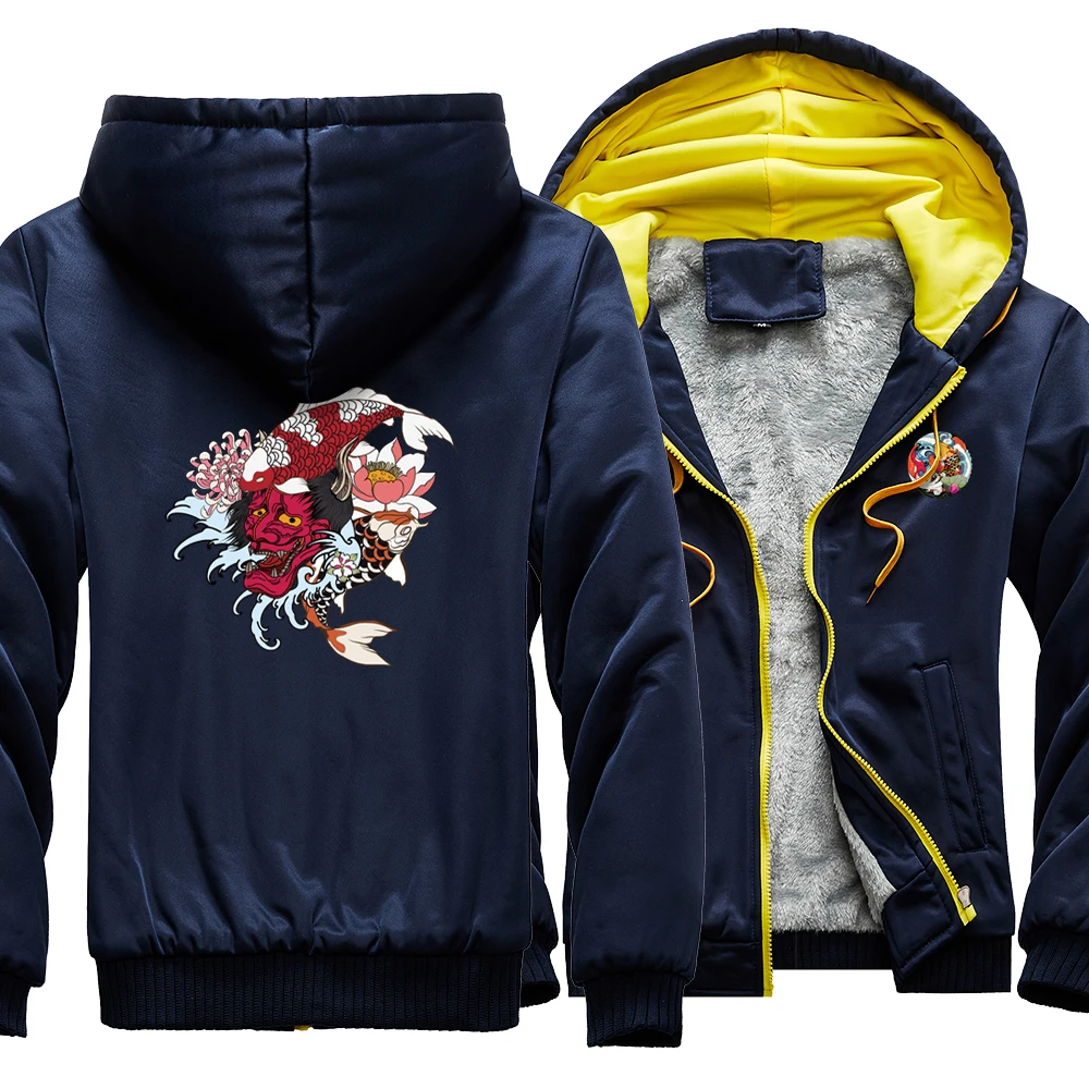 

Funny Carp Harajuku Printed Male Jacket Funny Thick Solid Color Jackets Cute Thicken Thick Coat Winter Mens Hoodie