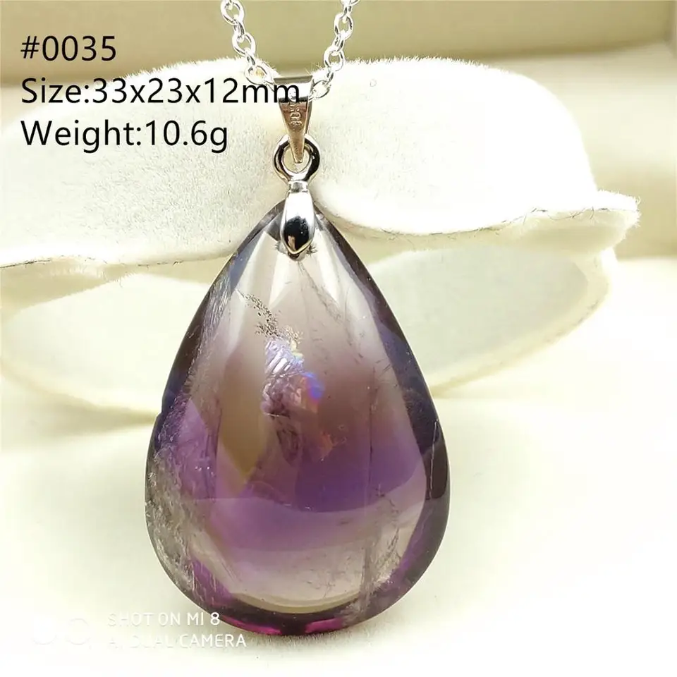 Ametrine Quartz Gemstone Sterling Silver Pendant     Your Choice of Blue and Pink or Green and Yellow