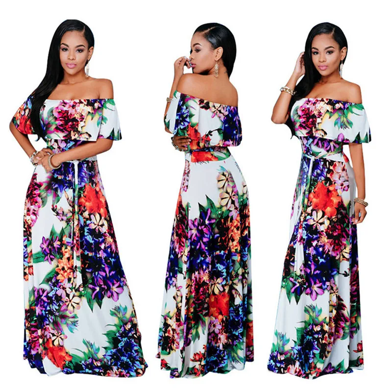 Women Dress Women Clothes 2019 Autumn Dress Backless Print Dress Short Sleeve Maxi Dress Dresses Woman Party Night