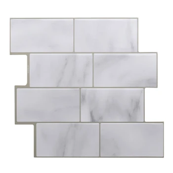 

3D Self Adhesive Mosaic Wall Tile Sticker White Marble Subway Style Wall Sticker Home Kitchen Decoration