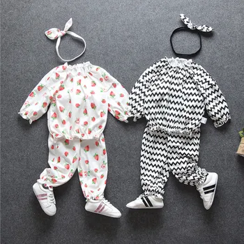 

Cute Newborn Baby Girls Clothes Autumn Spring Toddler Kids Tops+Pants+Headband 3PCS Infant Toddler Baby Girls Clothing Set