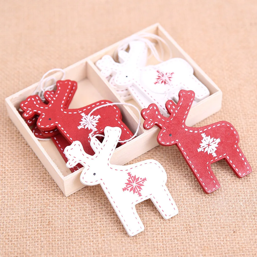 Merry christmas diy pendant box mini xmas tree bells decoration Wood Christmas Hanging Ornament Decor Christmas Pendant#20