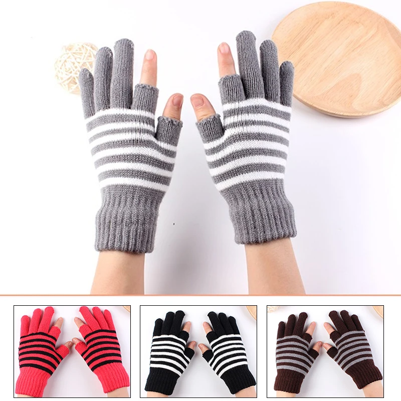 

1 pair Unisex Knitted Winter Gloves Cashmere Knitted Women Autumn Winter Warm Thick Gloves Female Skiing Gloves