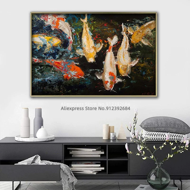 Abstract Canvas Painting Koi Fish Posters Modern Prints Wall Art Pictures  Living Room Bedroom Hotel Office Home Decor - AliExpress