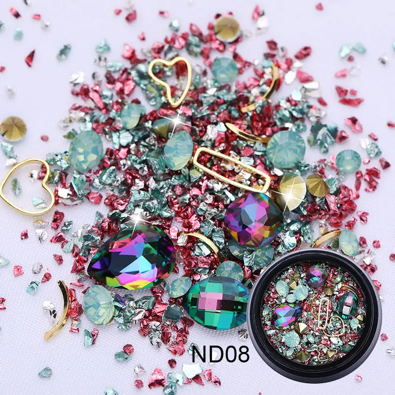 Pattern 08 Цветные Стразы для ногтей с плоской задней поверхностью смешанных размеров AB Цвет 3D украшение для дизайна ногтей в коробке инструменты для маникюра - Цвет: Pattern 08