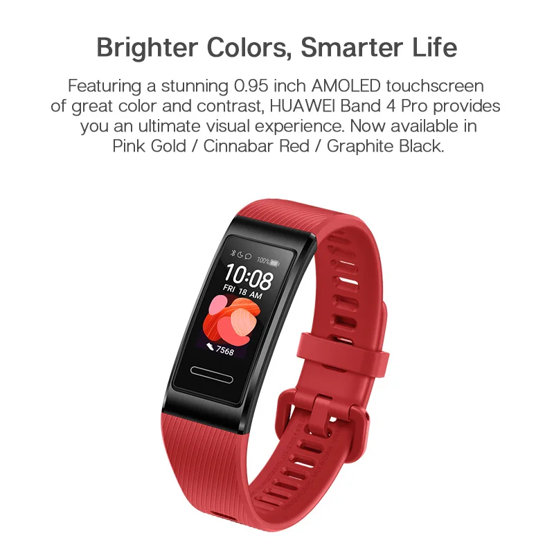 Глобальная версия Huawei Band 4 Pro GPS Amoled 0 95 'металлический материал тест датчик