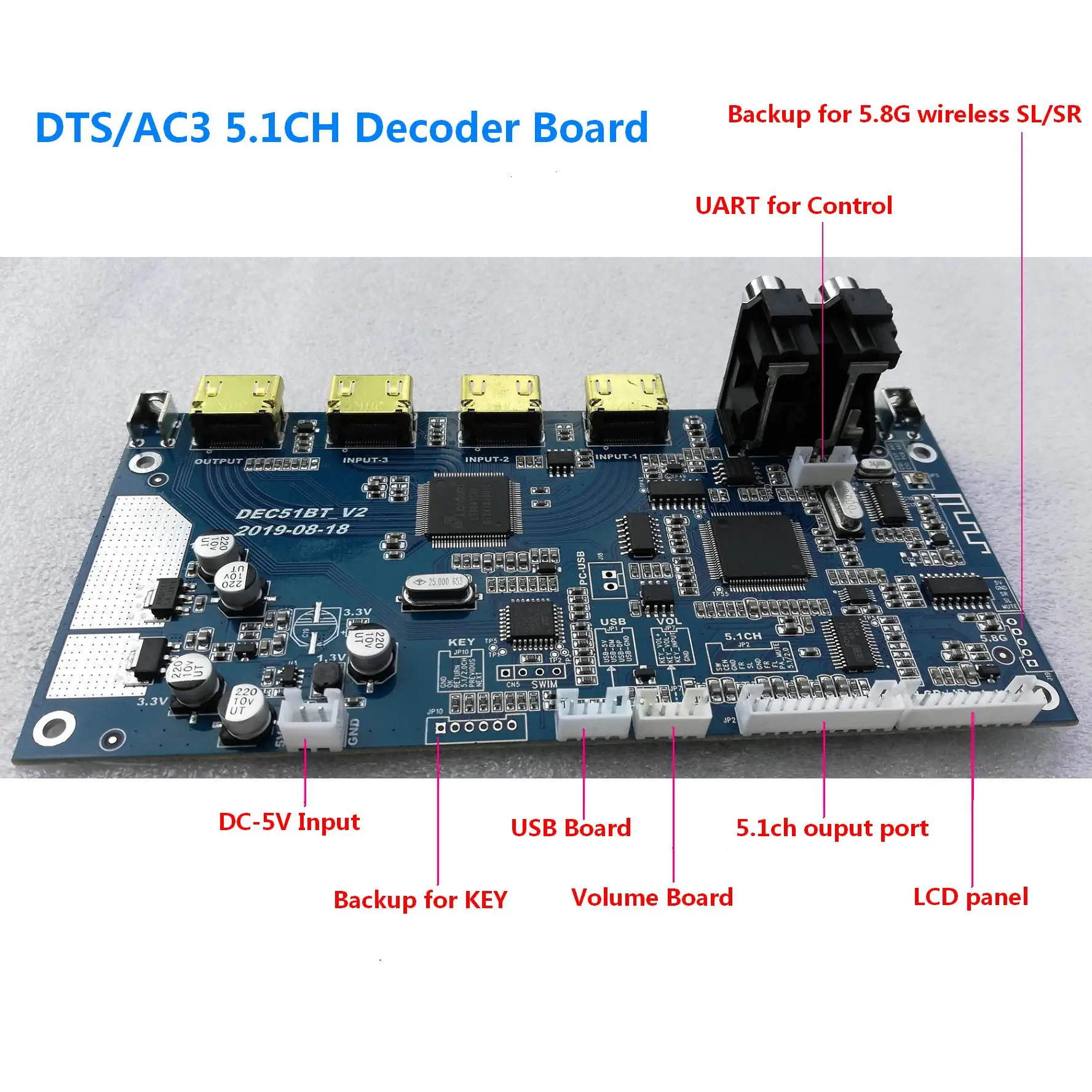 Новинка! DTS AC3 dolby 5,1 аудио декодер конвертер плата PCBA для DIY DAC HDMI экстрактор 4K* 2K Bluetooth BT цифровой SPDIF OPT COX ARC