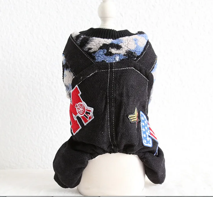 Black Blue Значки камуфляжные комбинезоны для собак зимняя одежда для питомца теплый халат собачья Пижама толстые пальто Одежда для собак кошка одежда для Йорка чихуахуа - Цвет: Black Blue