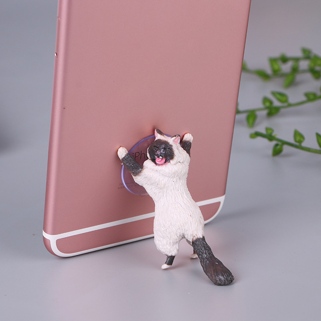 Cat Phone Holder Tablets Desk Sucker Support Resin Mobile Phone Stand Holder Sucker Design Animal Holder For Smartphone