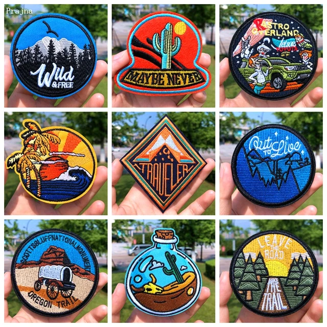 Outdoor Mountain Patches For Clothing Wilderness Iron On Patches On Clothes  Adventure Travel Patch Badge Natural Stripes Patch - AliExpress