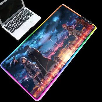 

ZSUXTC Sword Art Online Pads Glowing Colorful Table Mat Profeesional Mousepad RGB Anime 7 Colors Large Mouse Pad for Cartoon