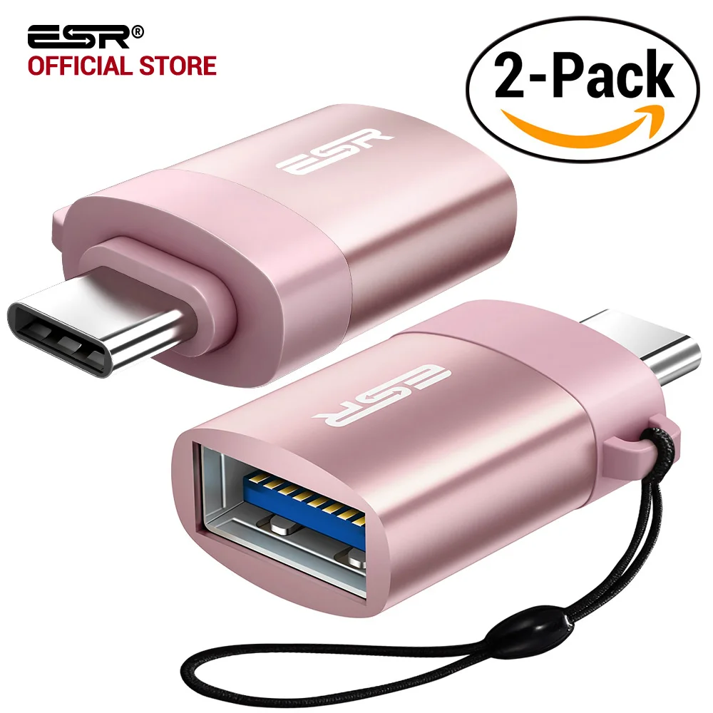 USB-C для USB-A OTG адаптер переменного тока, ESR [2-Pack] 5,1 K резистор Тип C преобразует адаптер для MacBook, для samsung S8 S8+, для LG G6 G5