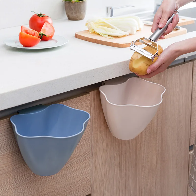 Kitchen Cabinet Door Hanging Trash Can Home Creative Without Cover Plastic Storage Bin Bedroom Mini Trash Bowl For Kitchen tool