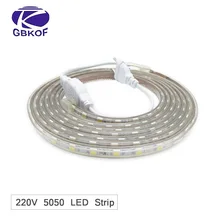 Водонепроницаемый SMD 5050 AC220V Светодиодные ленты гибкий светильник 60 светодиодный s/m RGB светодиодный лента светодиодный светильник с Мощность штепсельная Вилка для передачи данных 1 M/2 M/3m/5 M/6 м/10 м/15 м /25 м