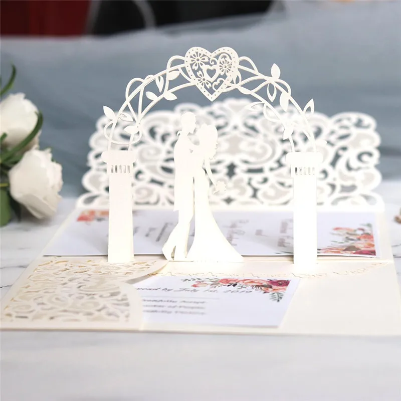  New 10pcs Pop UP Invitation Valentines Day Gift Postcard with Envelope Stickers Anniversary Wedding - 4.00029E+12