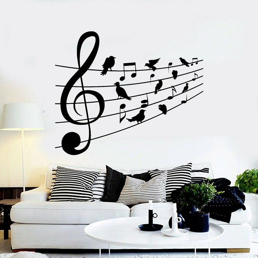 楽譜壁デカール鳥音符ルームのインテリア寝室保育園教室ドア窓ビニールステッカー壁紙e248 ウォール ステッカー Aliexpress