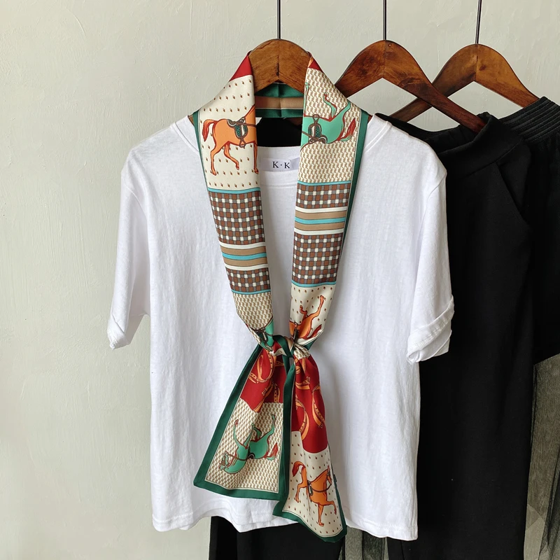 Choice Long Small Women Silk Scarf Tie Decorated Professional Neck Cover Multi-functional Tin Spring Travel Ladies Neckerchiefs 6