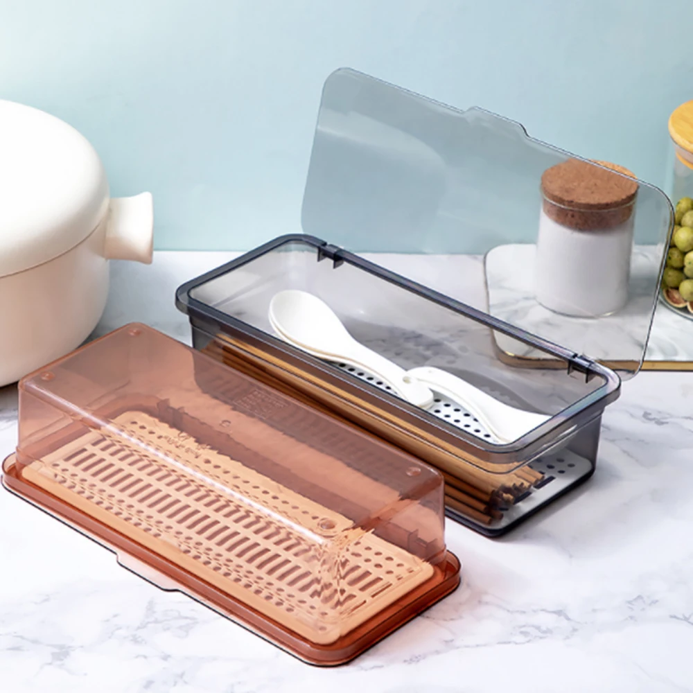 

Flat cutlery tray kitchen drawer storage box with lid and drainer Plastic kitchen cutlery tray and cutlery storage cutlery rack