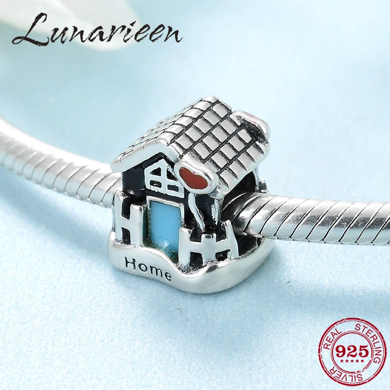 Fairy tale 925 Sterling Silver happy hut home Beads charms Fit Original Pandora Charm Bracelet bangle Jewelry making