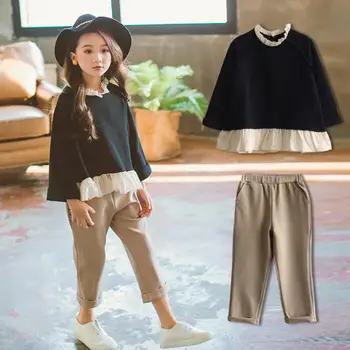 

2020 Autumn Winter Kids New Teen Girls Clothign Sets Sweatshirts + Pants Baby Tracksuit For Children Teenage Girls Clothes 8 14