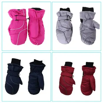 

Toddler Kids Winter Snow Ski Gloves Waterproof Windproof Solid Color Patchwork Thicken Warm Adjustable Stretchy Mittens 5-9T