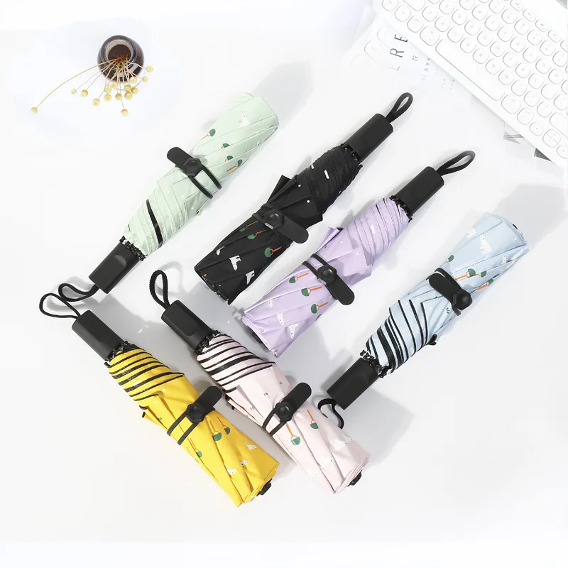 

Manufacturers Direct Selling Umbrella Three Fold Vinyl Parasol Hipster UV-Protection Parasol Dual Purpose Parasol Customizable