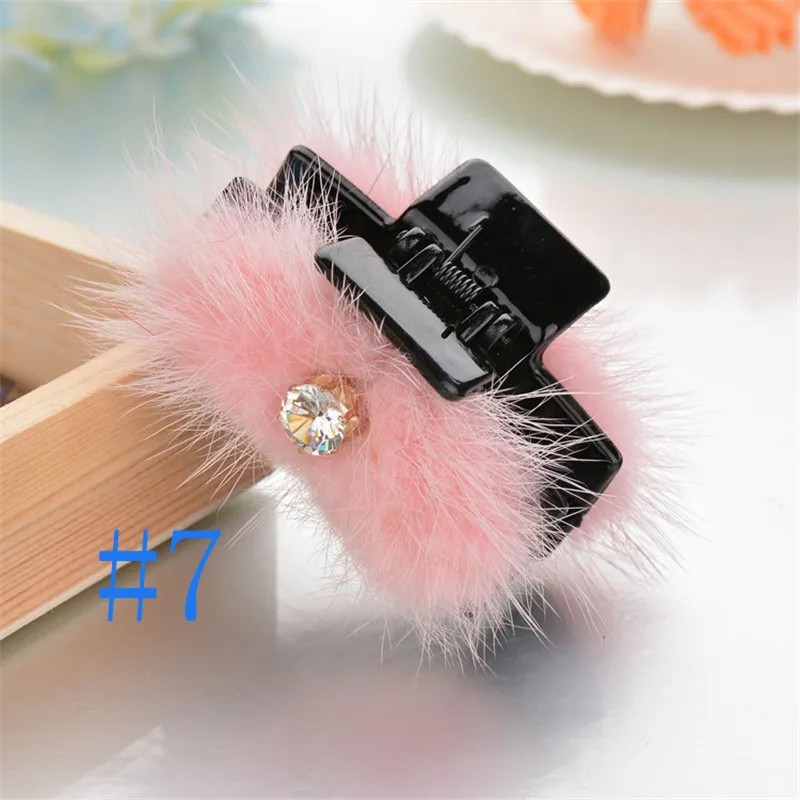 Style B pink Модные женские зимние элегантные зажимы для волос, меховые аксессуары для волос, заколки для волос для девушек, женские зажимы, Модные осенние головные уборы - Цвет: Style B pink