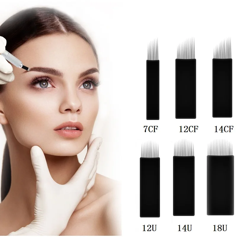 Biomaser Microblading Needles12CF/14CF/14U/18U супер черные иглы для татуировки для Microblading бровей ручка аксессуары