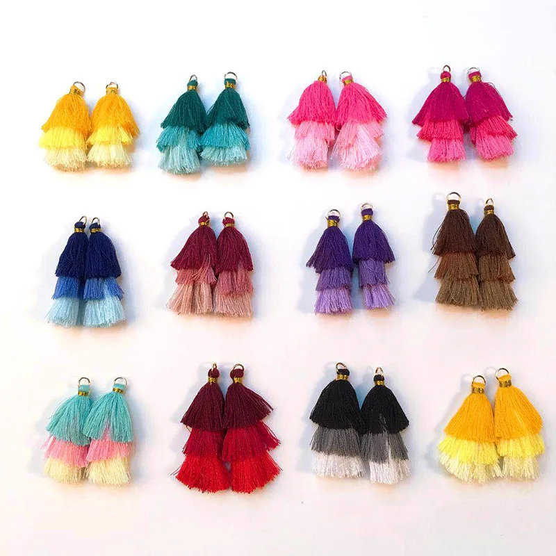 

10pcs 6cm Tassels,Cotton Key Tassel,Jewelry Accessories,DIY Earrings Materials, With Metal Ring,Colorful Pendant