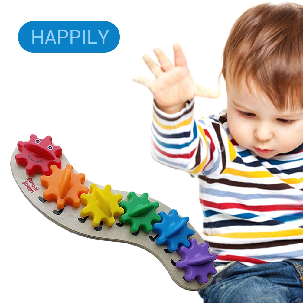 

Children'S Education Wooden Gear Assembly Caterpillar Toys Assembling Blocks Colorful Sorting Color Cognitive Board Toys