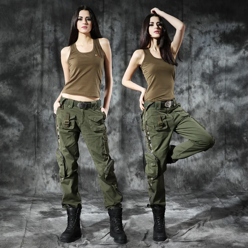 Outdoor Multi Pocket Long Pants Wear Resistant Pure Cotton Fabric Hiking Camping Climbing Women Loose Straight Trousers hiking pants