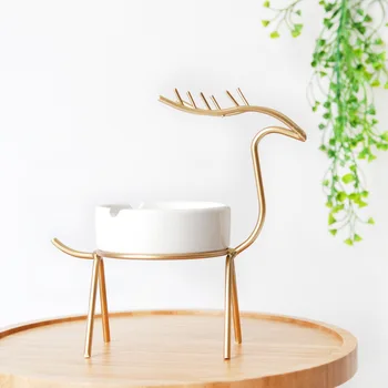

Nordic Iron Fawn Ashtray Desktop Ceramic Ashtrays Creative Home Decoration Ornaments Living Room Office Smoke Tray