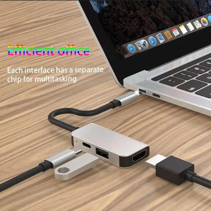Портативный 3 в 1 USB C концентратор конвертер HDMI USB PD Тип C зарядный адаптер стабильность производительности и быстрого рассеивания тепла