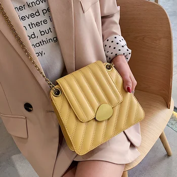 

2019 new high-grade Korean fashion embroidery line small square bag chain shoulder Messenger bag