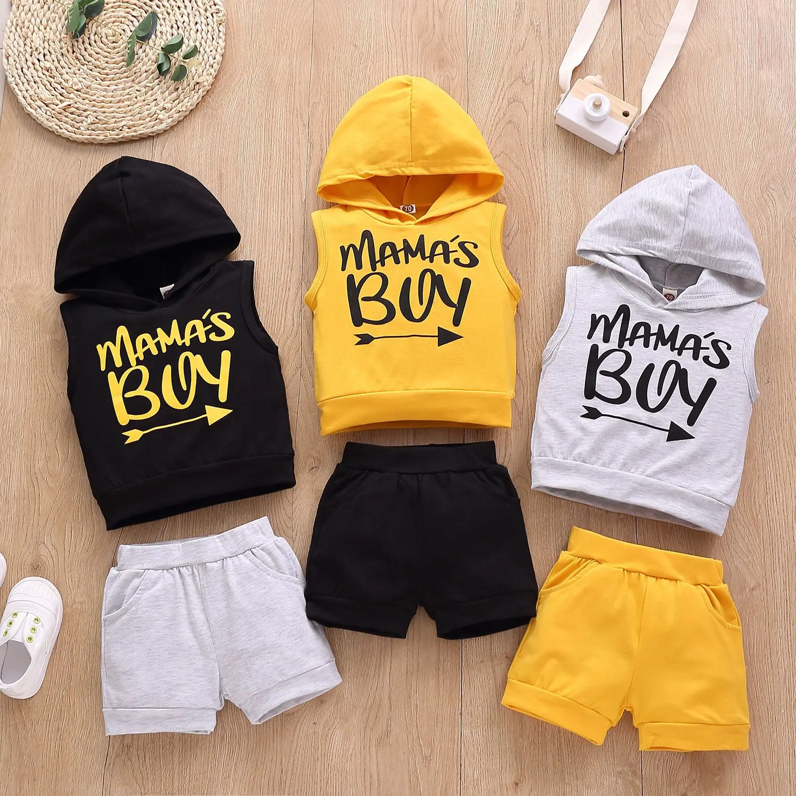 Baby Boy Clothes Set Newborn Bebe Kids Hooded Suit Summer Mama's Boy