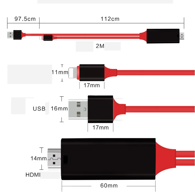 1,8 м HDMI кабель для Lightning Micro USB в HDMI адаптер конвертер кабель AV HD tv для IOS для iPhone iPad для MHL Android телефон