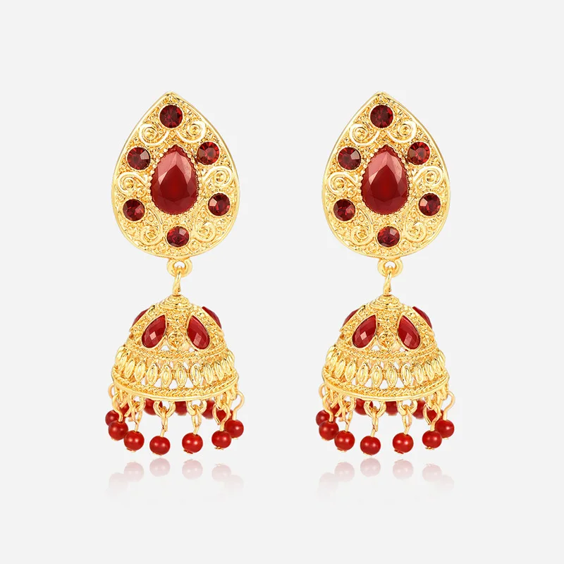 Серьги с коралловыми бусинами индийские Jhumki Jhumka ручной работы Тайланд Будда