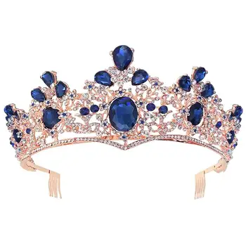 

1pc Crown with Side Comb Rhinestone Inlaid Luxurious Retro Crown Headdress Photography Prop