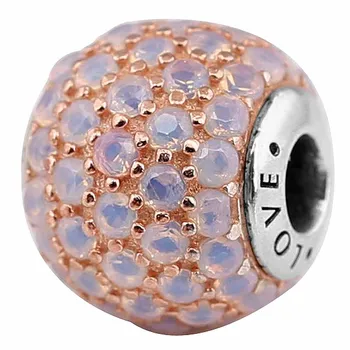 

Top Quality 925 Sterling Silver Bead Charm Rose Love With Pink Crystal Beads Fit ESSENCE Bracelet Bangle Diy Jewelry