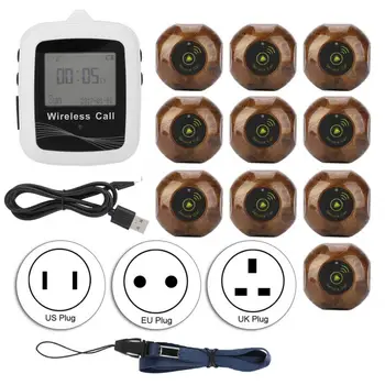 

Wireless Queue Calling System Portable Caregiver Wireless Pager Restaurant Paging System 1 Mobile Receiver+10 Waterproof Pager