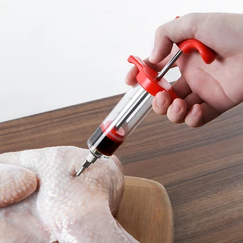 

BBQ Meat Syringe Marinade Injector Chicken Flavor Sauces Syringe Stainless Steel Needles Kitchen Cooking Syinge Accessories