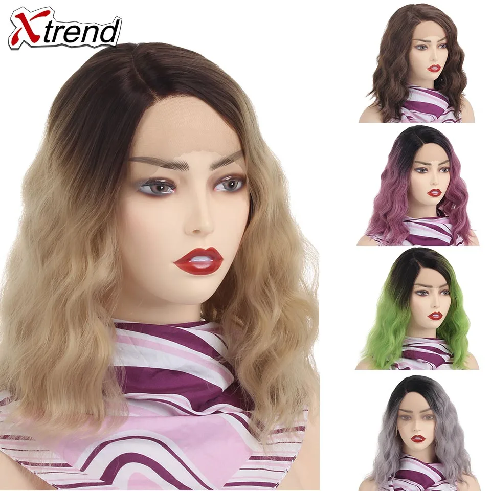 Xtrend короткий Боб натуральная волна парик для женщин синтетические парики на